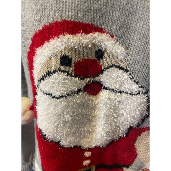Forever 21 Santa Clause Gray Pullover Holiday Crew Neck Sweater Sz S - Picture 6 of 8
